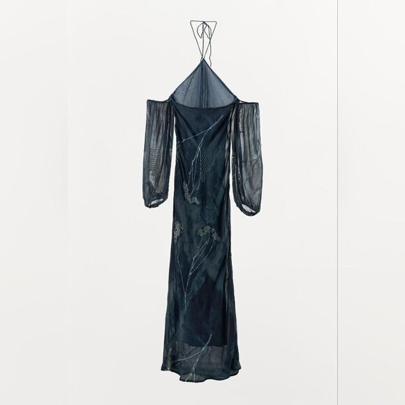 NWT ZARA Benla HALTER DRESSโWITH METALLIC THREAD AND BEADING - Picture 13 of 15